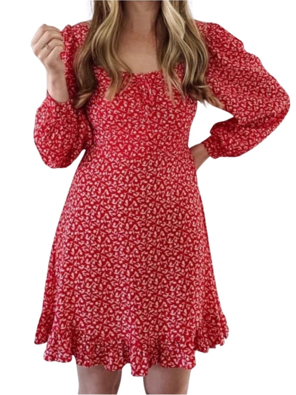 Faithfull The Brand Red Floral Calla Mini Dress NWT Size 10